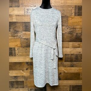 Max & Ash Women's Gray Belted Long Sleeve Dress Large L AB 657